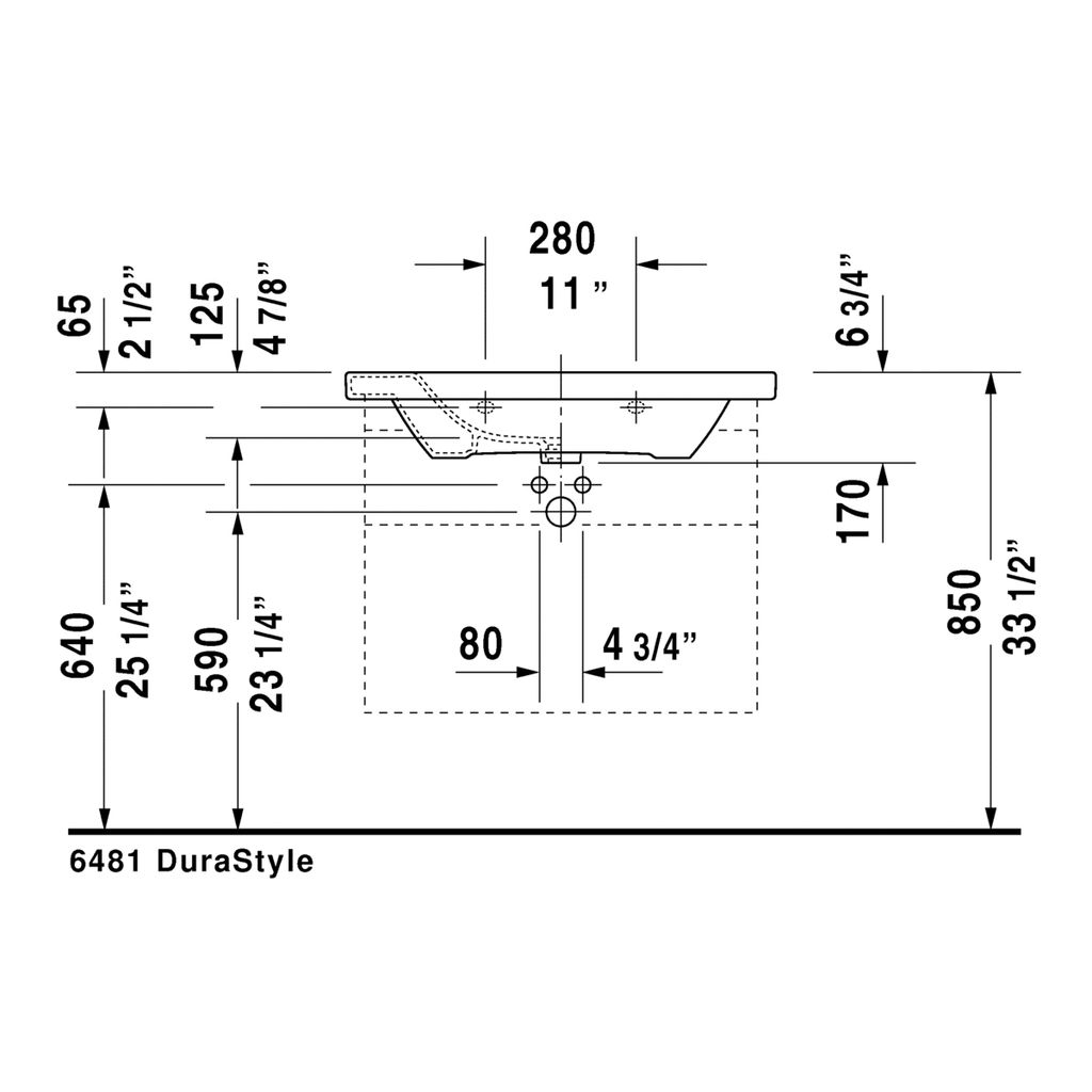 Duravit 232080 DuraStyle Single Hole Furniture Washbasin 3