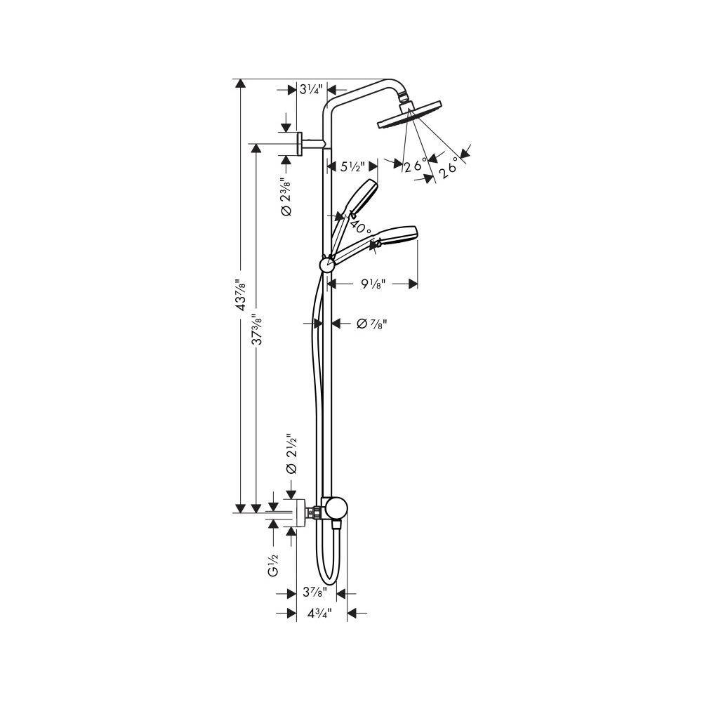 Hansgrohe 04530000 Croma 160 1 Jet Showerpipe With PVB Chrome 2