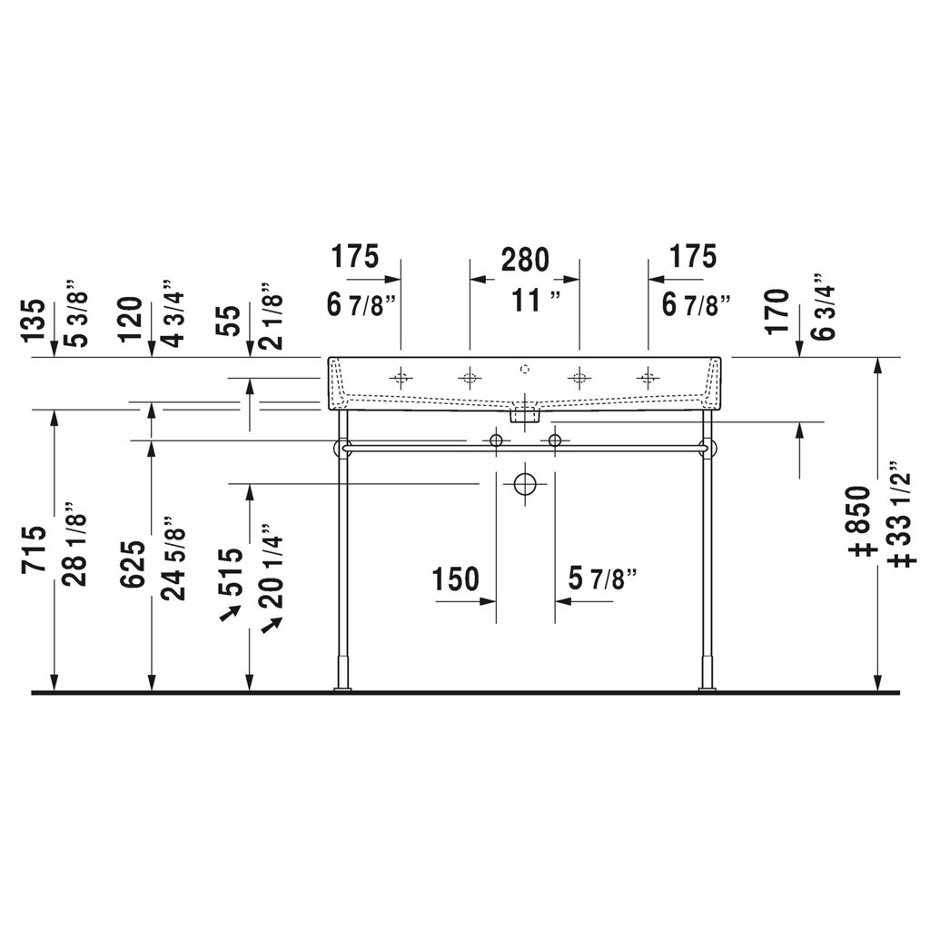 Duravit 235010 Vero Air Furniture Three Holes Washbasin WonderGliss 3