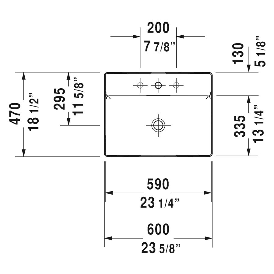 Duravit 235460 DuraSquare Single Hole Above Counter Basin WonderGliss 2