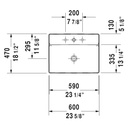 Duravit 235460 DuraSquare Single Hole Above Counter Basin WonderGliss 2