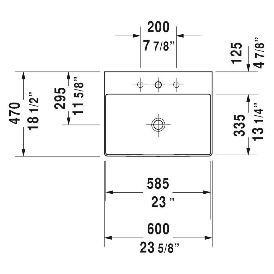 Duravit 235360 DuraSquare Single Hole Washbasin Ground 3