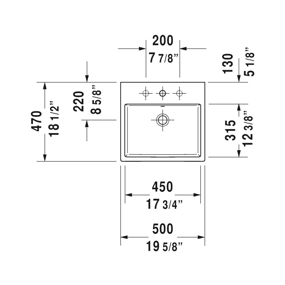 Duravit 235050 Vero Air Single Hole Washbasin Ground 3