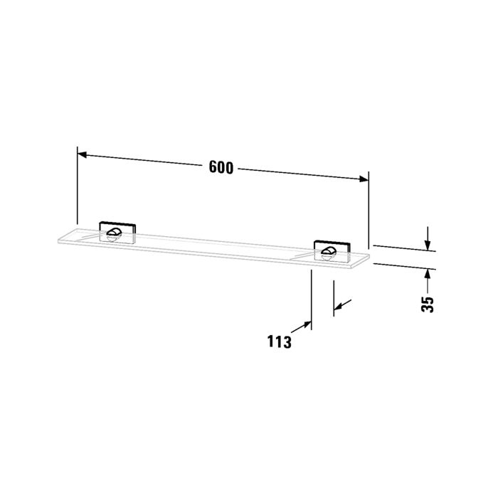 Duravit 009950 Karree Glass Shelf Chrome 2