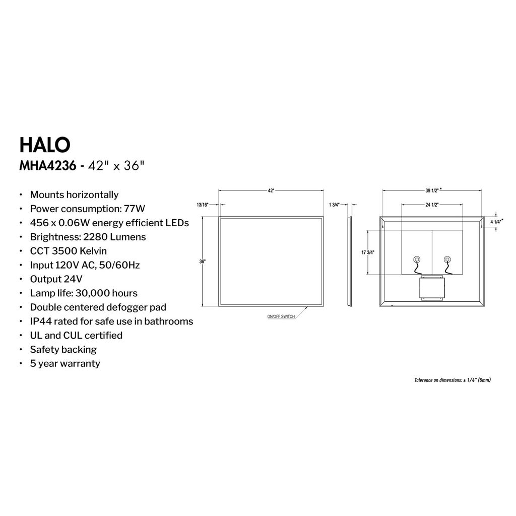 Fleurco Halo MHA4236 42 x 36 Mirror With Defogger 2