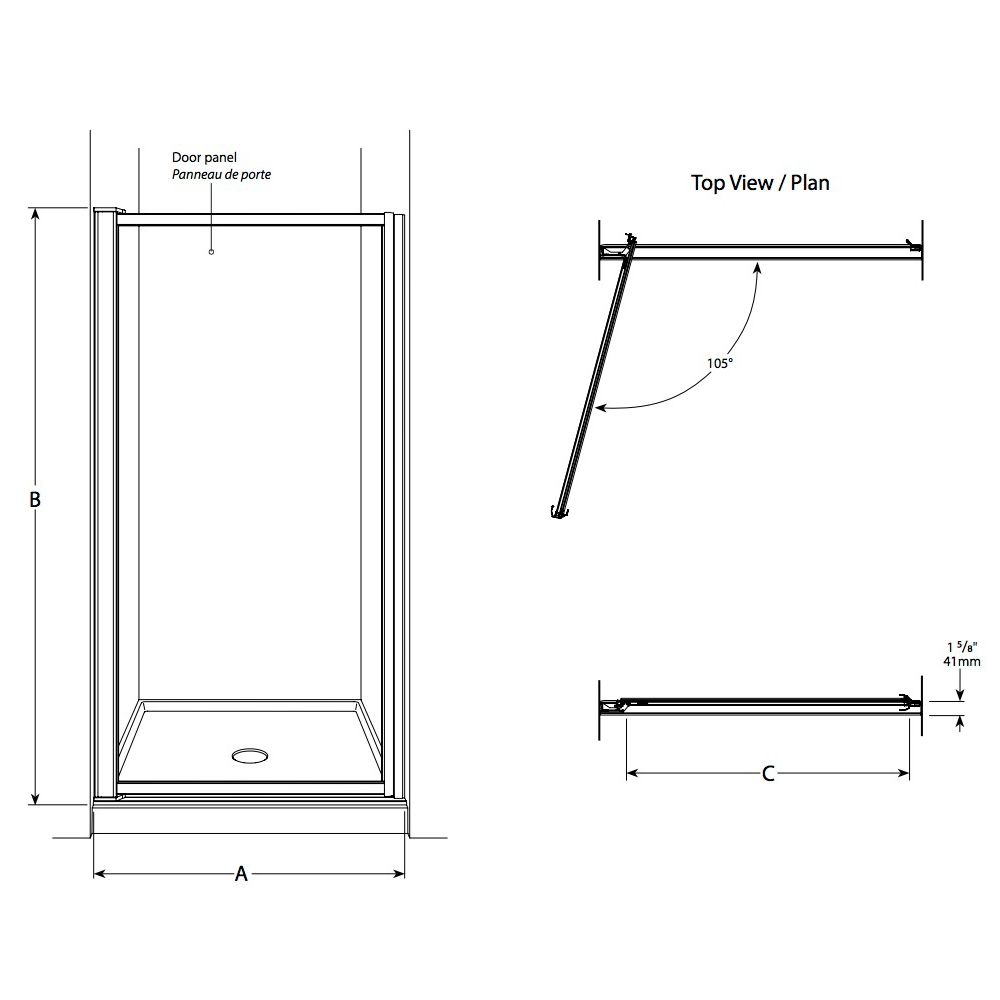 Fleurco M2-2123 Montreal Pivot Door 65 Chrome Rain Drop 2