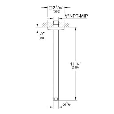 Grohe 27487000 12&quot; Ceiling Shower Arm Square Flange Chrome 2