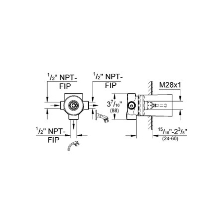 Grohe 29712000 Diverter Transfer 3 Port Roughin Valve 2