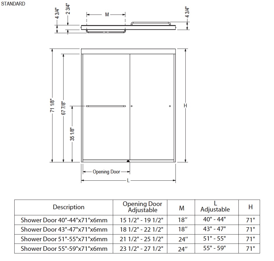 Maax 135665-900-305-000 Aura 6Mm Shower Door 55-59 X 71 Clear Brushed Nickel