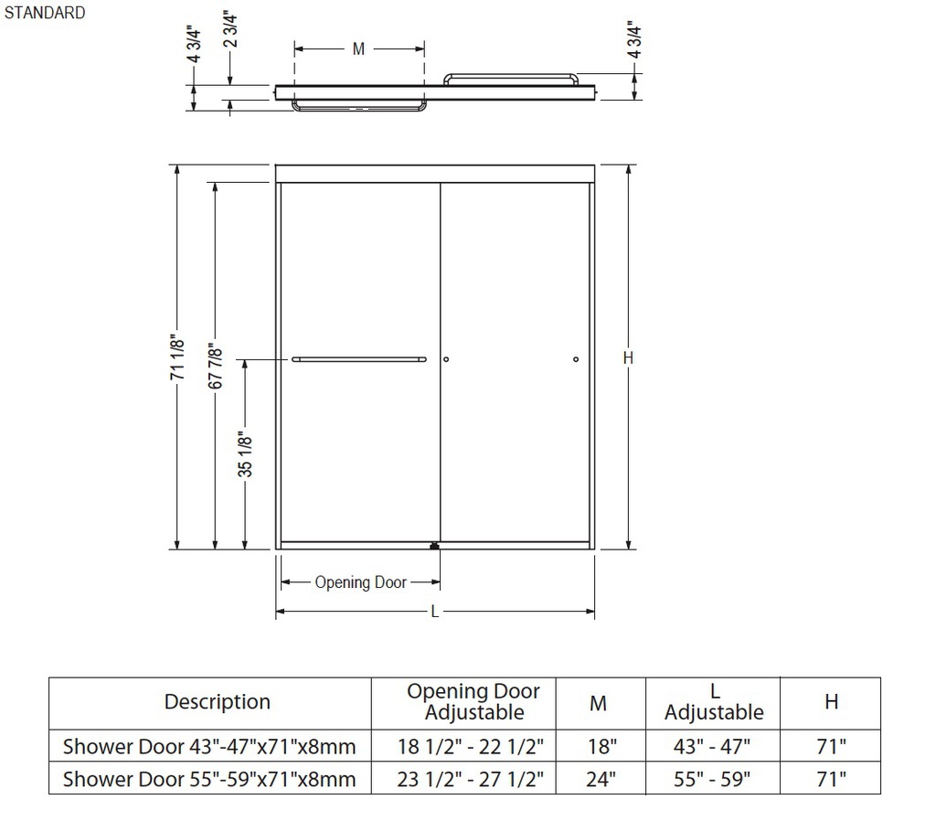 Maax 135675-900-305-000 Aura 8Mm Shower Door 55-59 X 71 8Mm Sc Clear Brushed Nickel