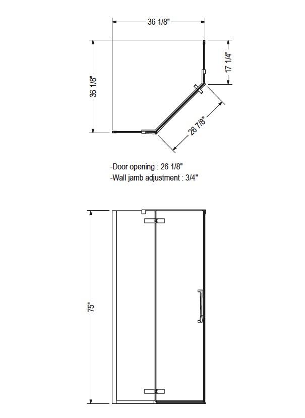 Maax 136315-900-305-000 Link Neo-Angle 3838 Door Clear Brushed Nickel