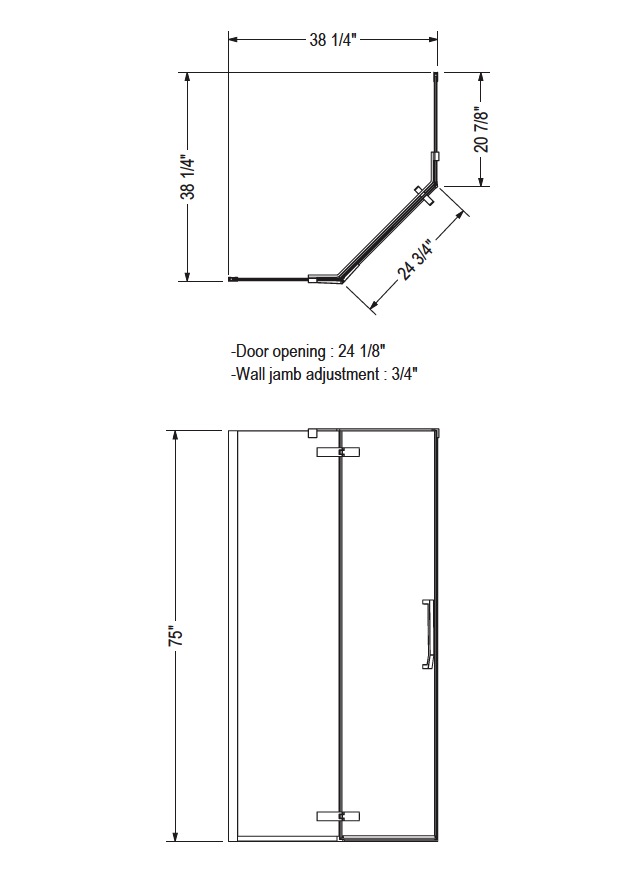 Maax 136321-900-305-000 Link Neo-Angle 4040 Door Clear Brushed Nickel