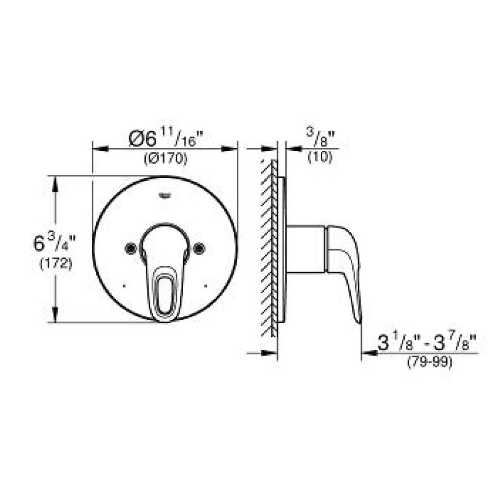 Grohe 19989003 Eurostyle PBV Trimset Chrome 2