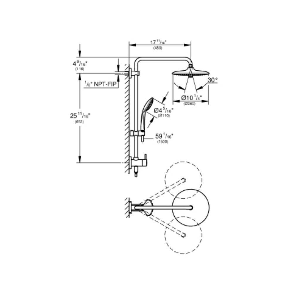 Grohe 27867EN1 Retrofit 260 Shower System Brushed Nickel 2