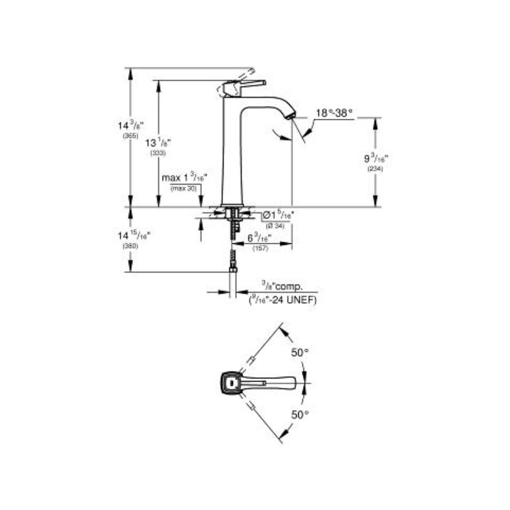 Grohe 2331400A Grandera Single Lever XL Size Basin Mixer Chrome 2