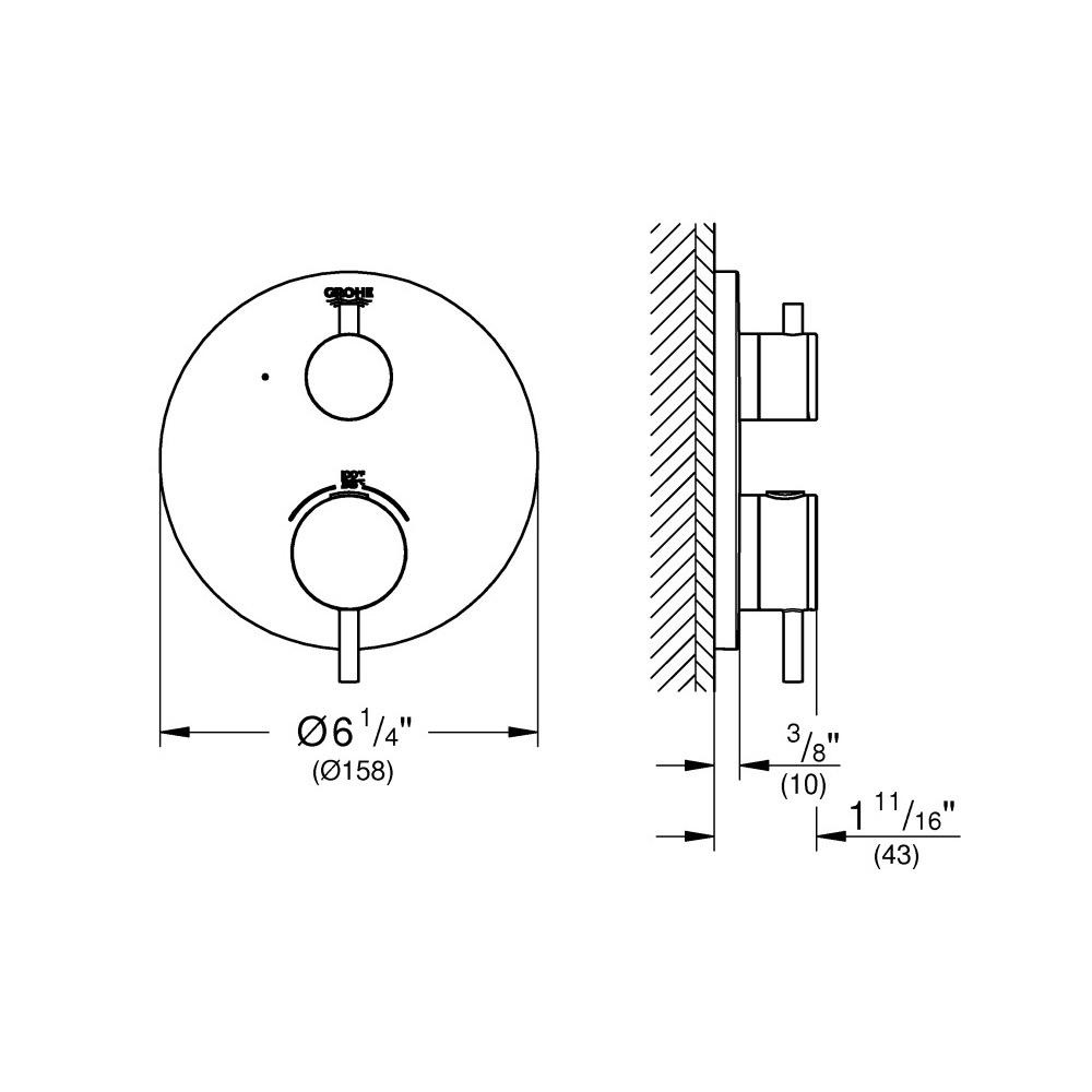 Grohe 24150EN3 Atrio Single Function Thermostatic Trim Brushed Nickel 3