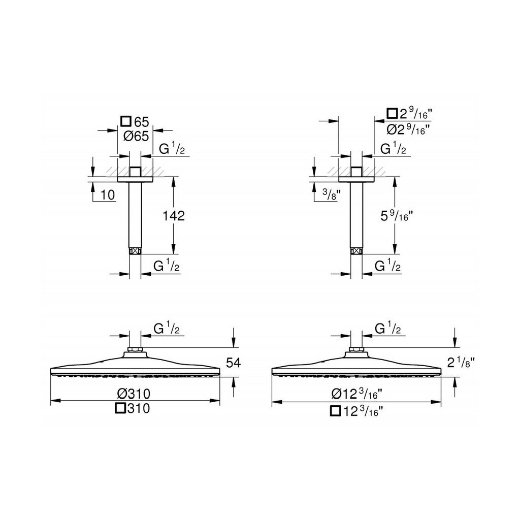 Grohe 26570000 Rainshower Mono 310 Cube Shower Head Chrome 2