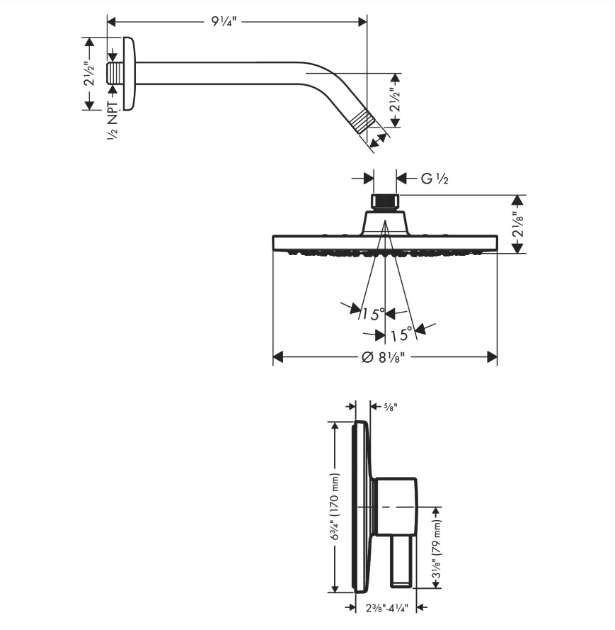 Hansgrohe 04952820 Pressure Balance Shower Set 2.5 Gpm