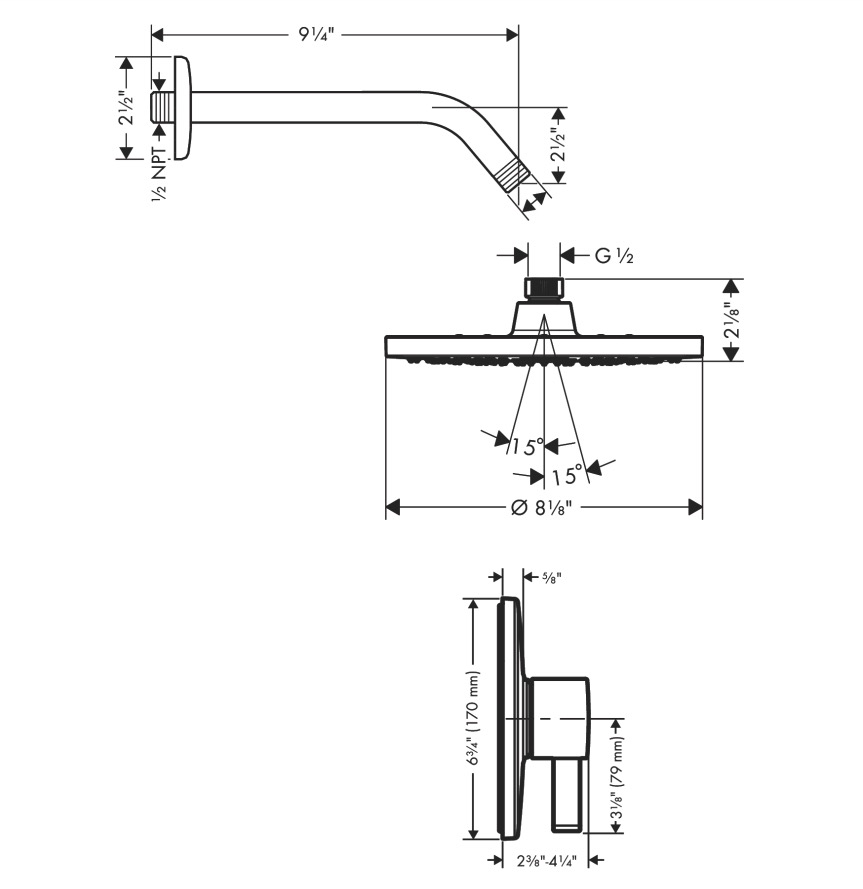 Hansgrohe 04954670 Pressure Balance Shower Set 1.5 Gpm