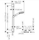 Hansgrohe 04969000 Wallbar Set 100 Vario-Jet 24&quot; 2.5 Gpm