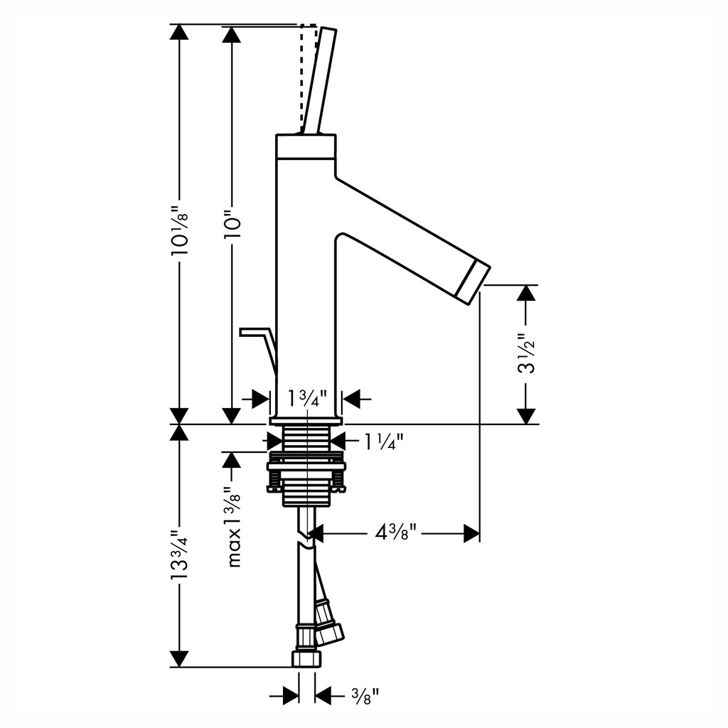 Hansgrohe 10111251 Single-Hole Faucet 90 With Pop-Up Drain 1.2 Gpm