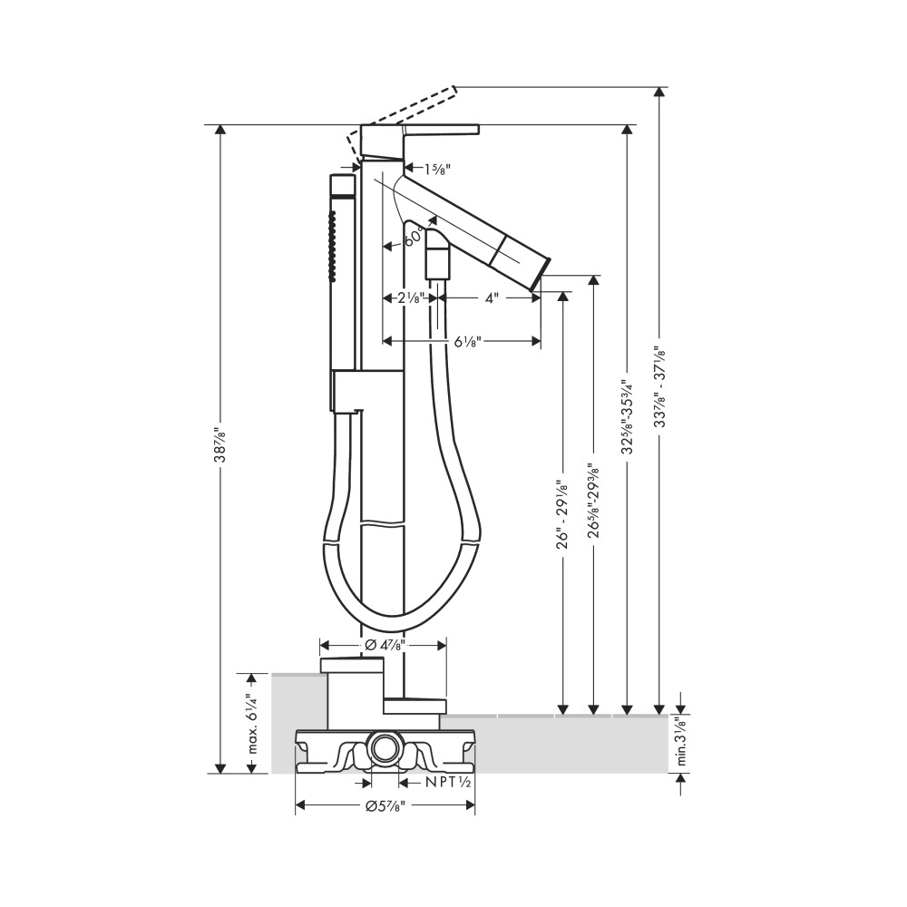 Hansgrohe 10455001 Freestanding Tub Filler Trim With Lever Handle And 1.75 Gpm