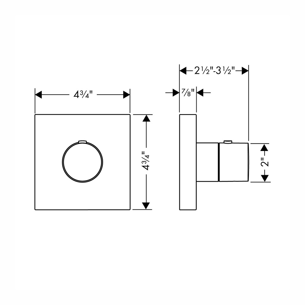 Hansgrohe 10755251 Thermostatic Trim 5" X 5"