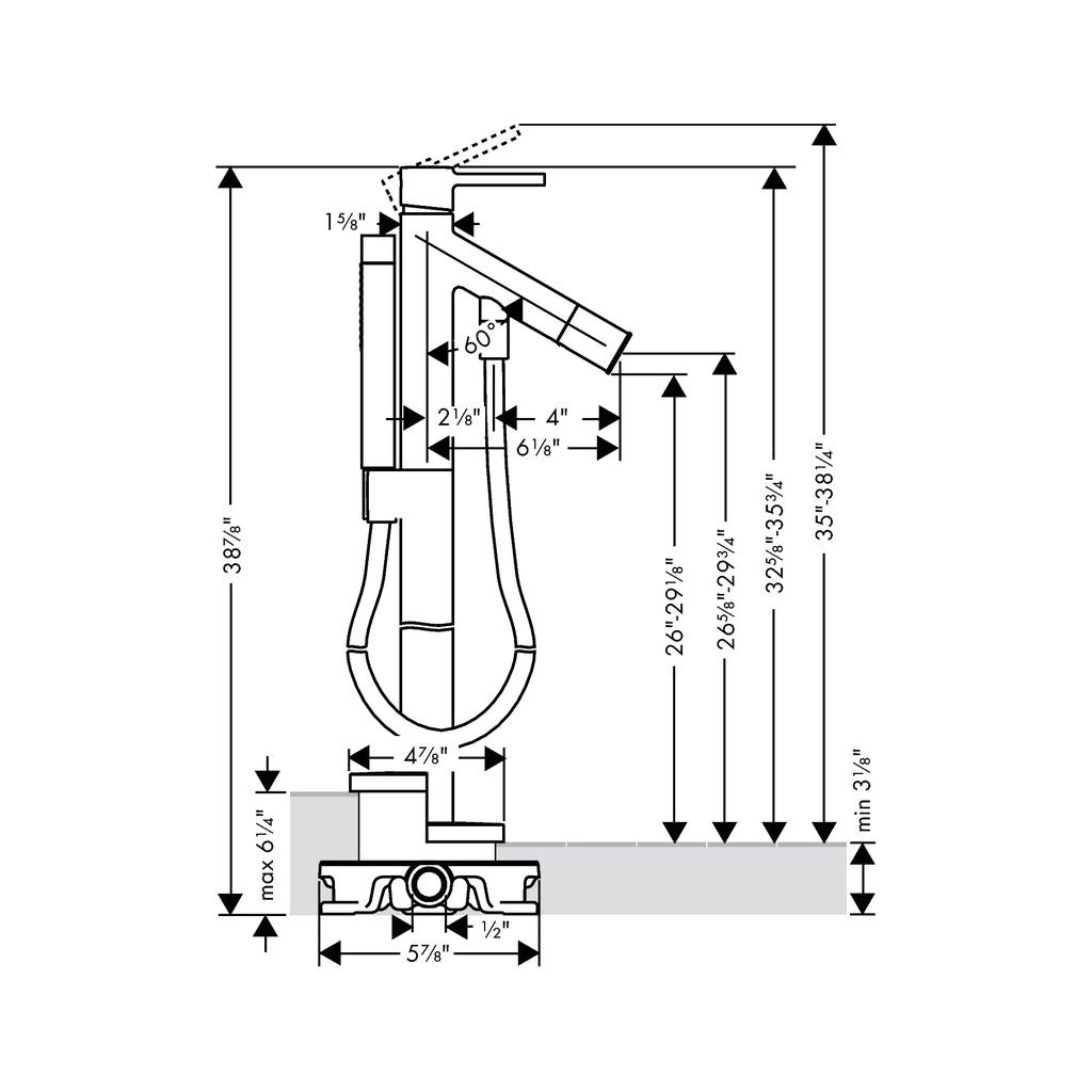 Hansgrohe 12456341 Freestanding Tub Filler Trim With 1.75 Gpm Handshower