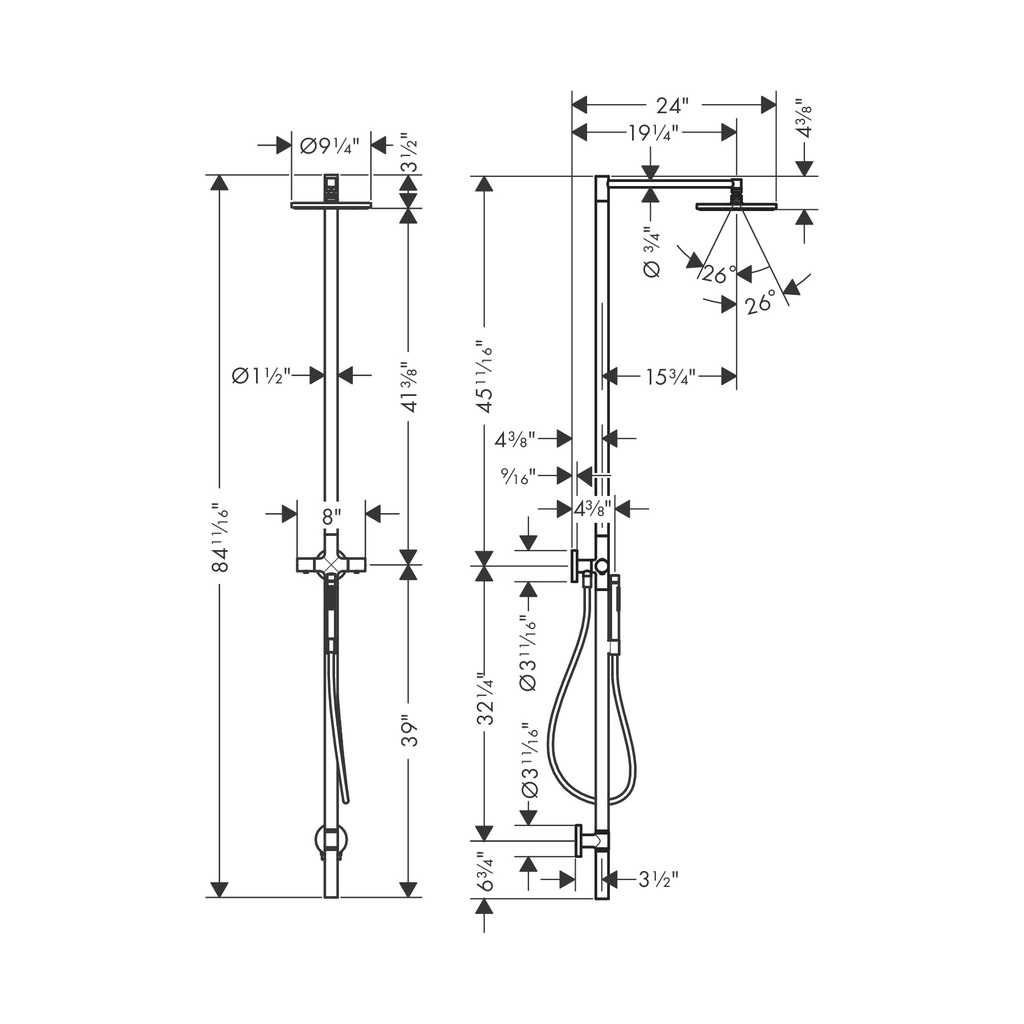 Hansgrohe 12672001 Showerpipe 240 1-Jet 2.5 Gpm