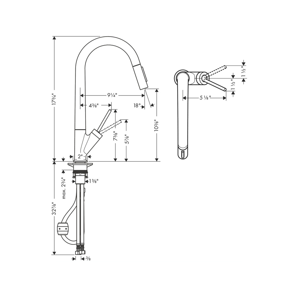 Hansgrohe 12806001 Higharc Kitchen Faucet 2-Spray Pull-Down 1.5 Gpm