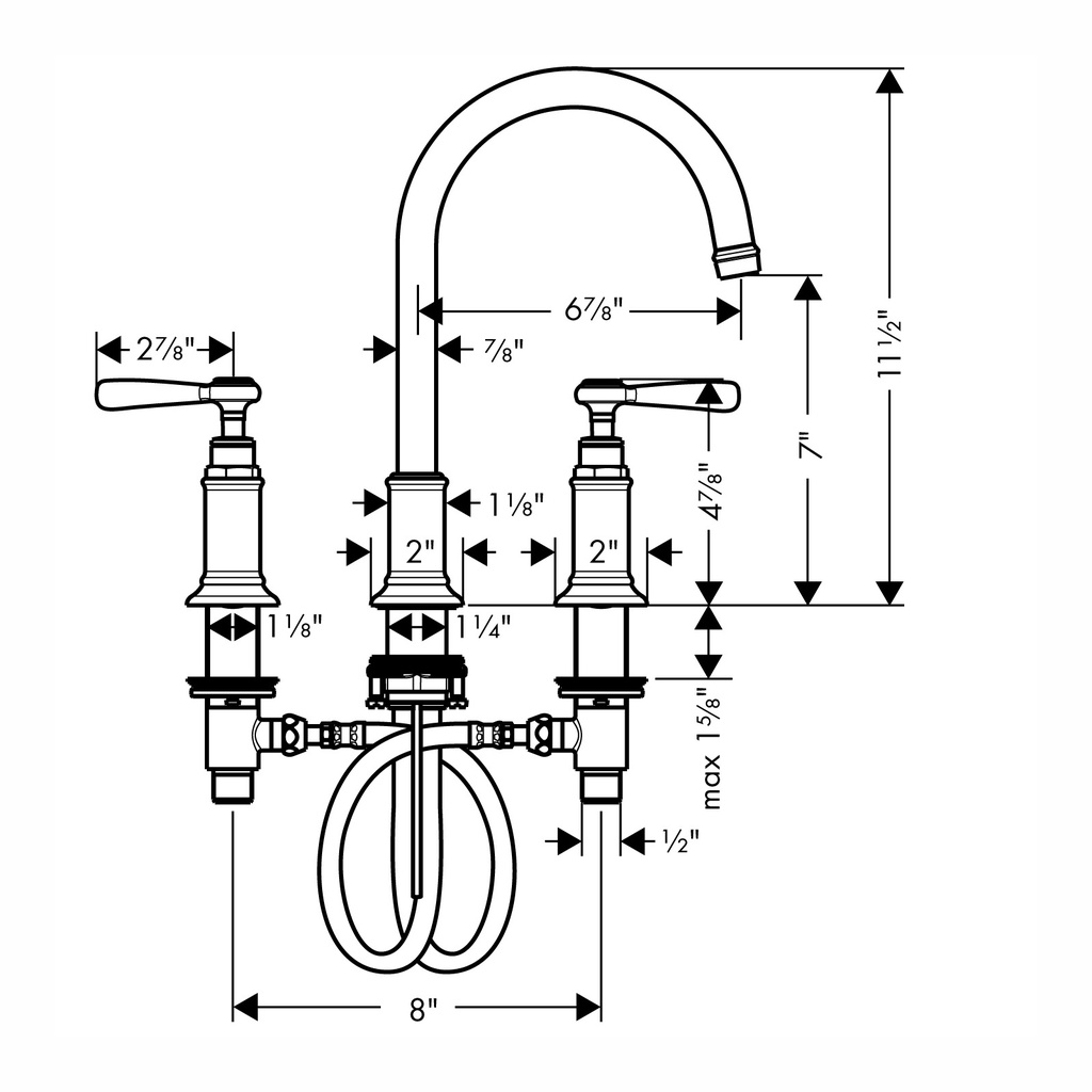 Hansgrohe 16514251 Widespread Faucet 180 With Lever Handles And Pop-Up Drain 1