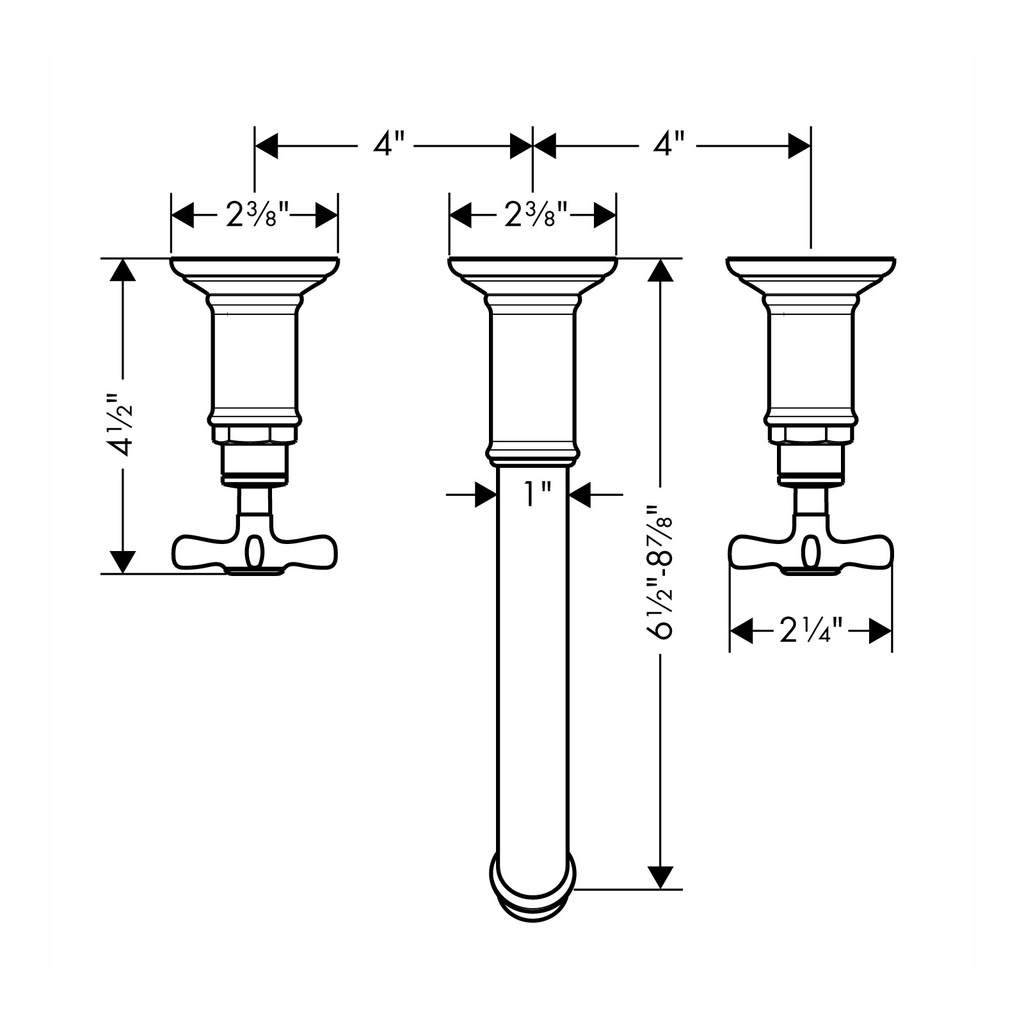 Hansgrohe 16532251 Wall-Mounted Widespread Faucet Trim With Cross Handles 1.2