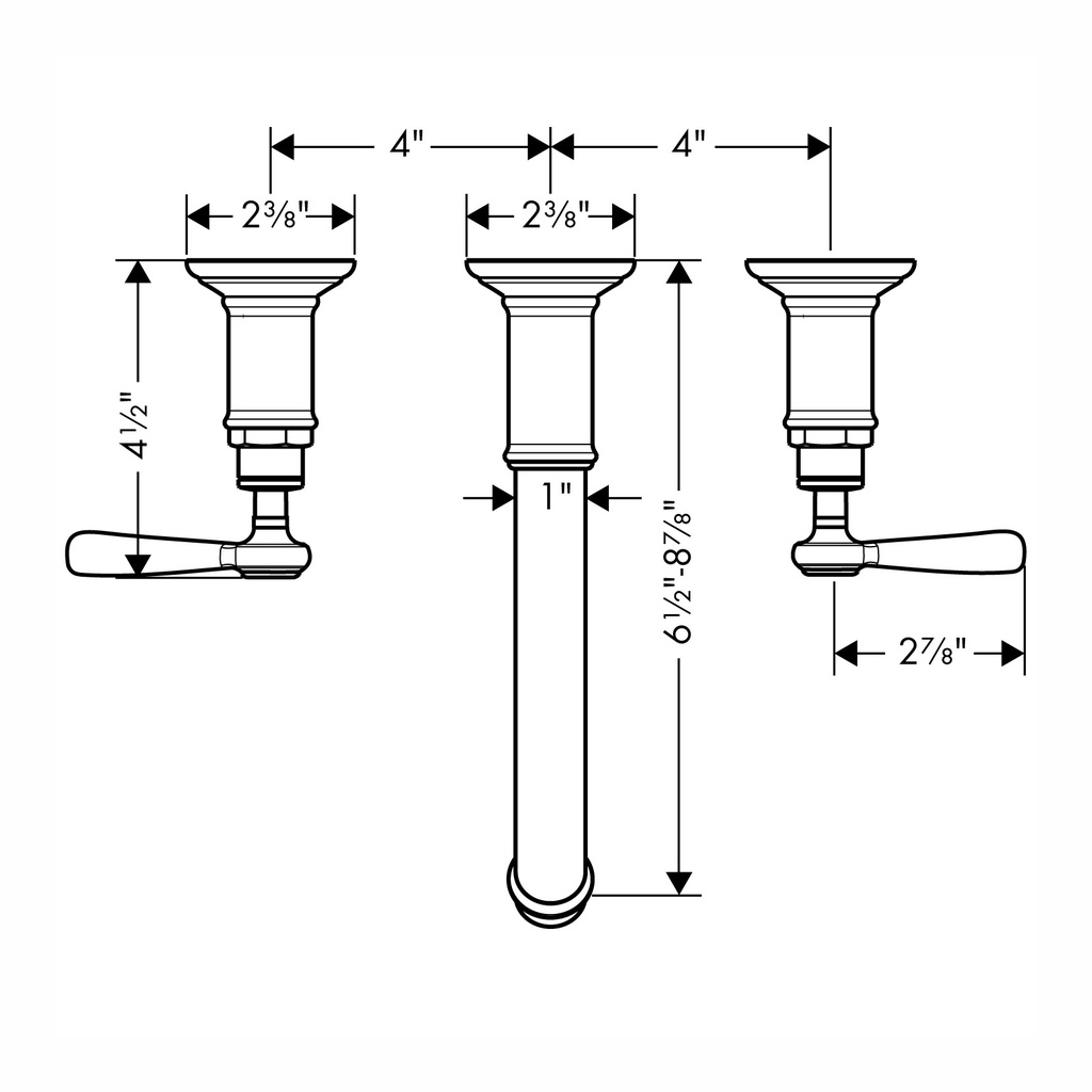 Hansgrohe 16534251 Wall-Mounted Widespread Faucet Trim With Lever Handles 1.2