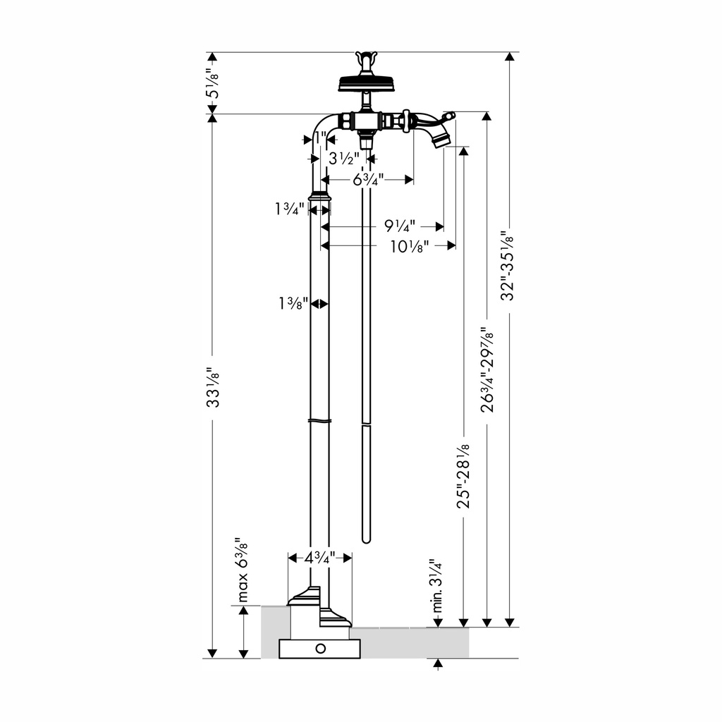 Hansgrohe 16562251 2-Handle Freestanding Tub Filler Trim With Cross Handles And