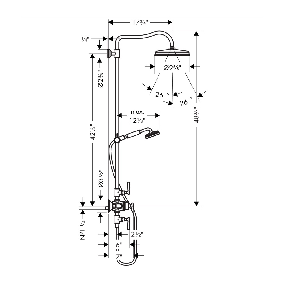 Hansgrohe 16574251 Showerpipe 240 1-Jet 1.8 Gpm