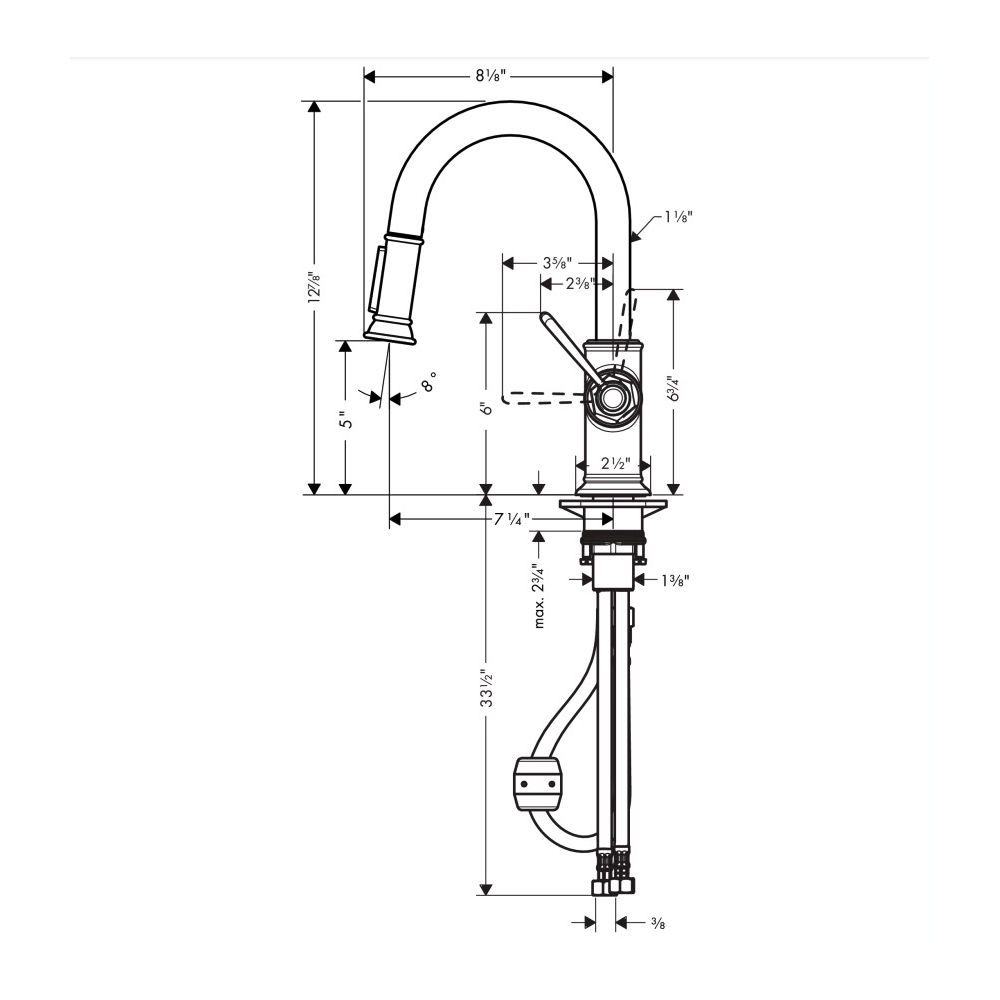 Hansgrohe 16584251 Prep Kitchen Faucet 2-Spray Pull-Down 1.75 Gpm