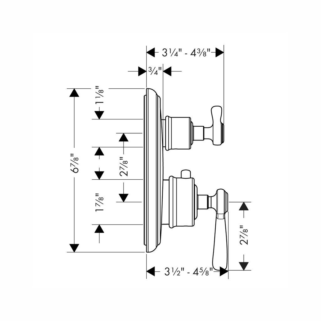 Hansgrohe 16801341 Thermostatic Trim With Volume Control