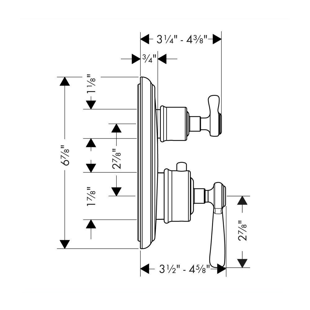 Hansgrohe 16821251 Thermostatic Trim With Volume Control And Diverter