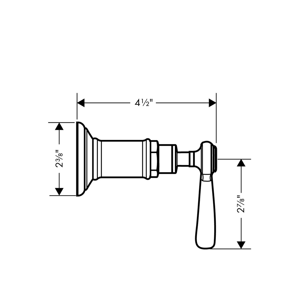 Hansgrohe 16872251 Volume Control Trim With Lever Handle