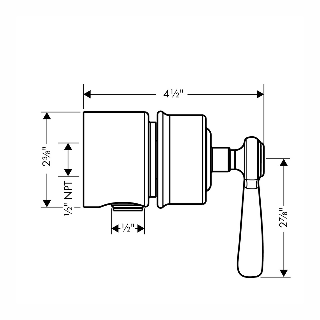 Hansgrohe 16883251 Wall Outlet With Check Valves And Volume Control Lever Hand