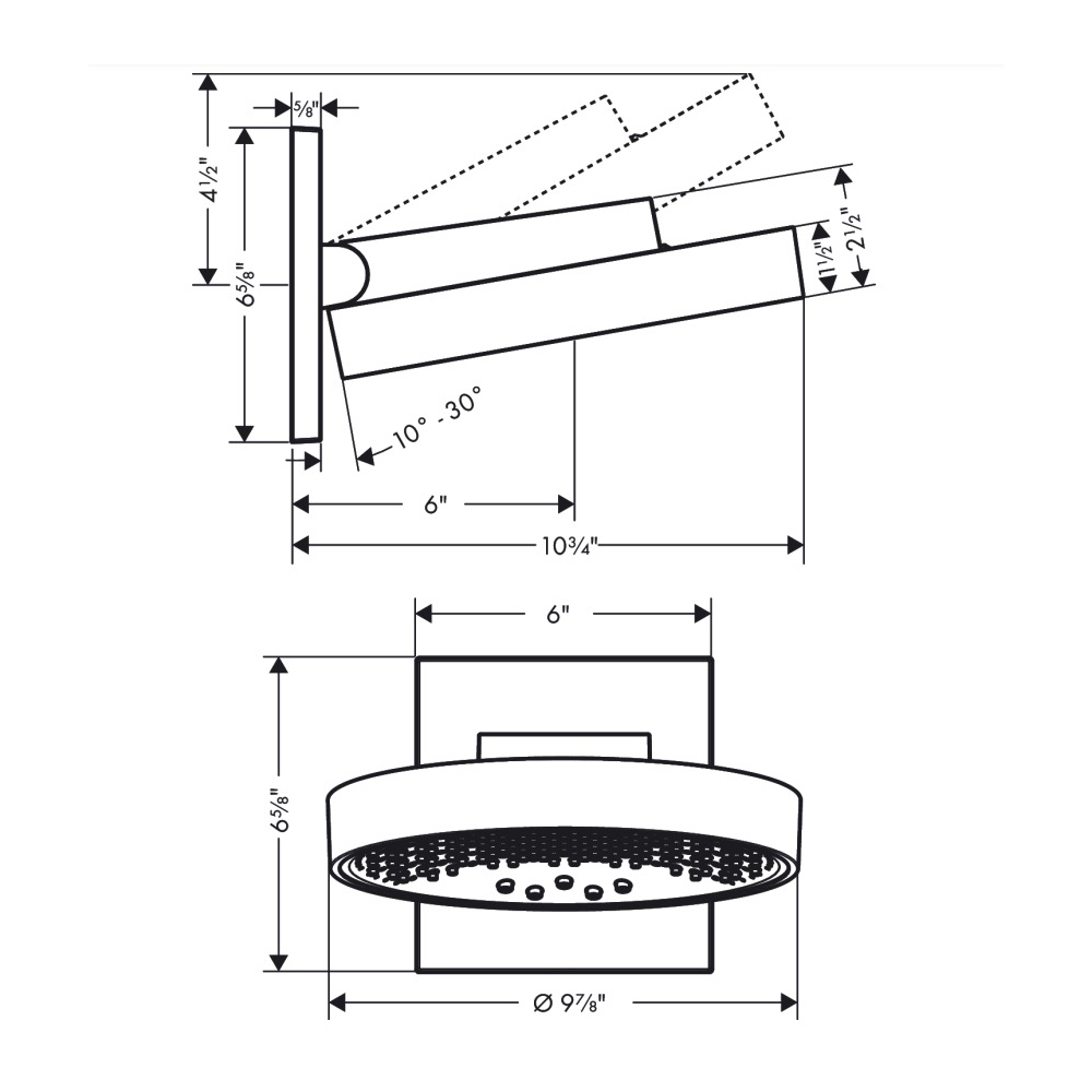 Hansgrohe 26232671 Rainfinity Showerhead 250 3-Jet With Wall Connector Trim 2.