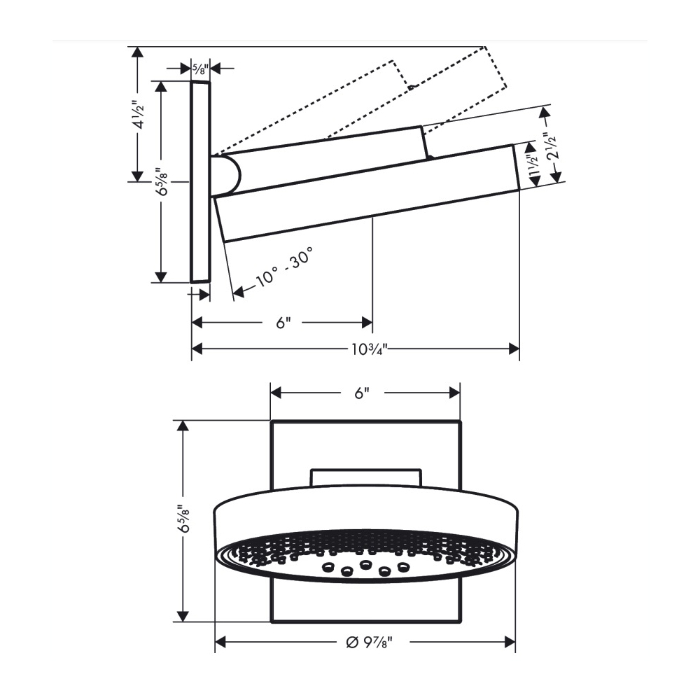 Hansgrohe 26235001 Rainfinity Showerhead 250 3-Jet With Wall Connector Trim 1.