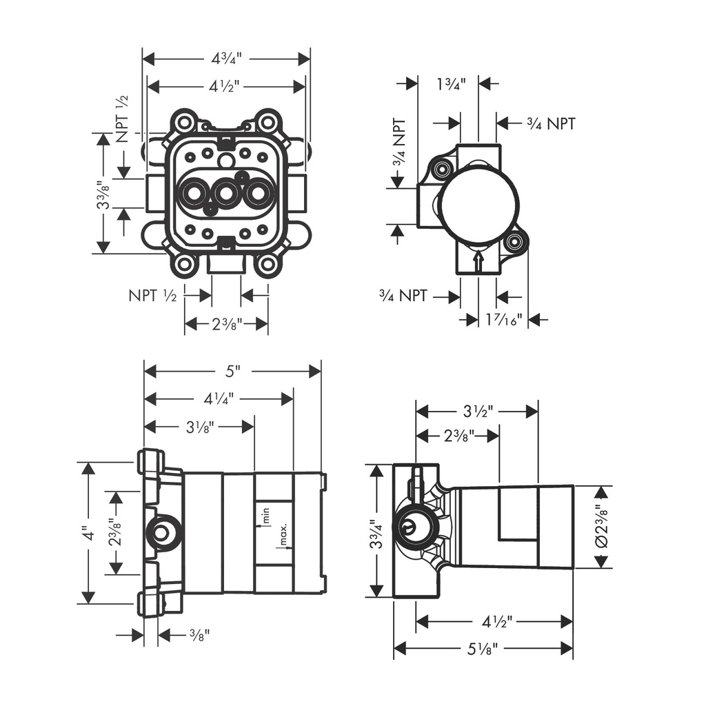 Hansgrohe 35361181 Rough Showerhead 2-Jet With Showerarm