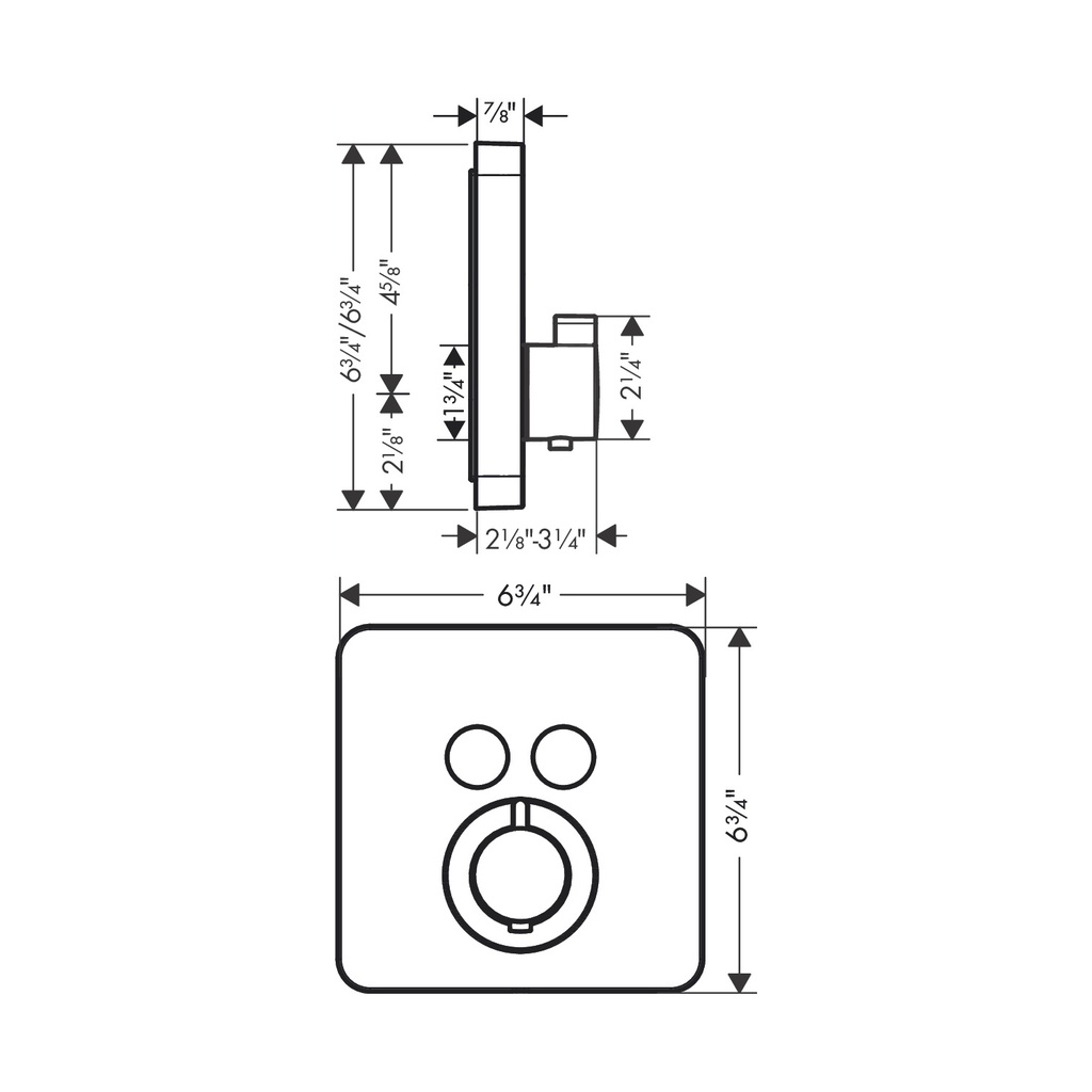 Hansgrohe 36707251 Thermostatic Trim Softcube For 2 Functions