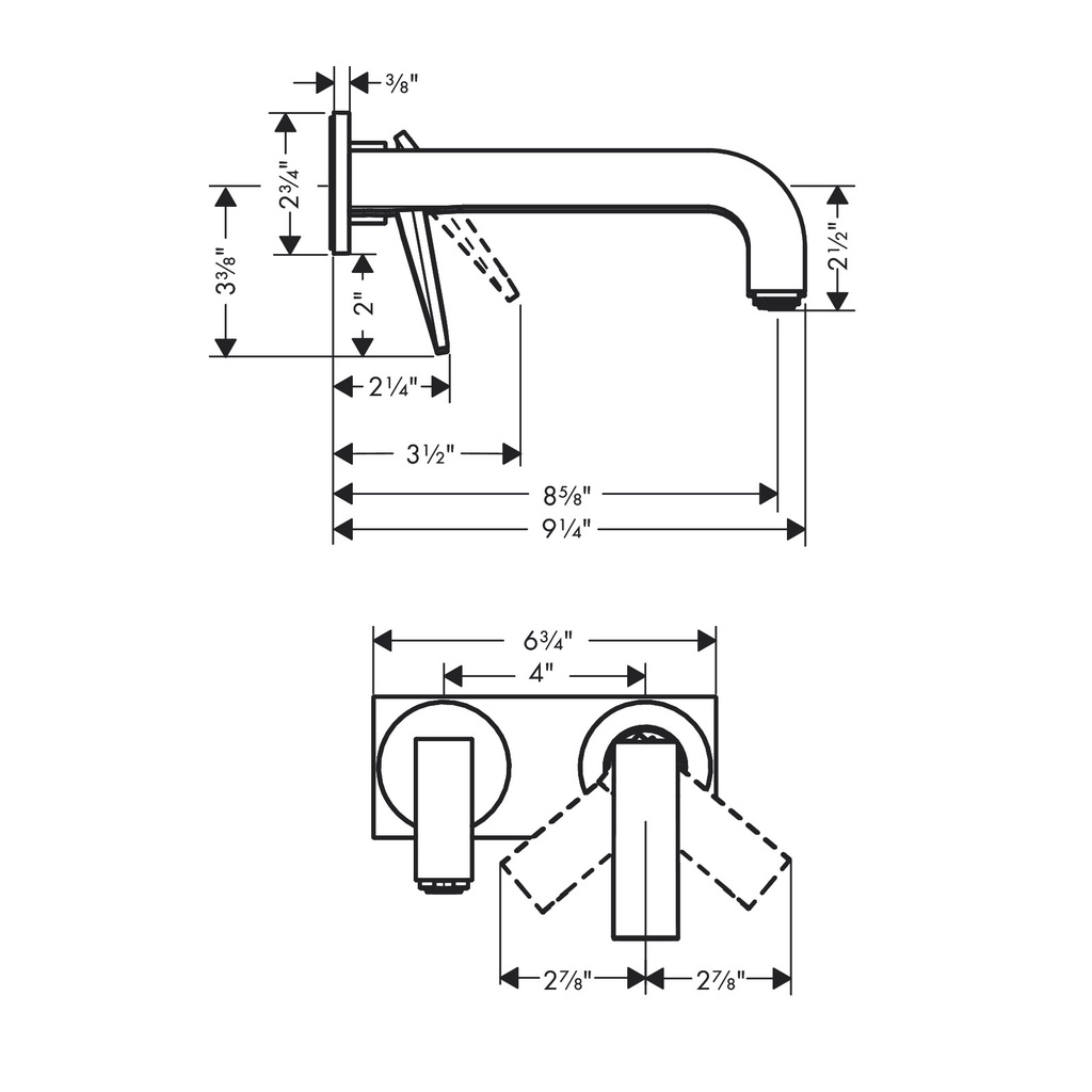 Hansgrohe 39119251 Wall-Mounted Single-Handle Faucet Trim With Base Plate 1.2