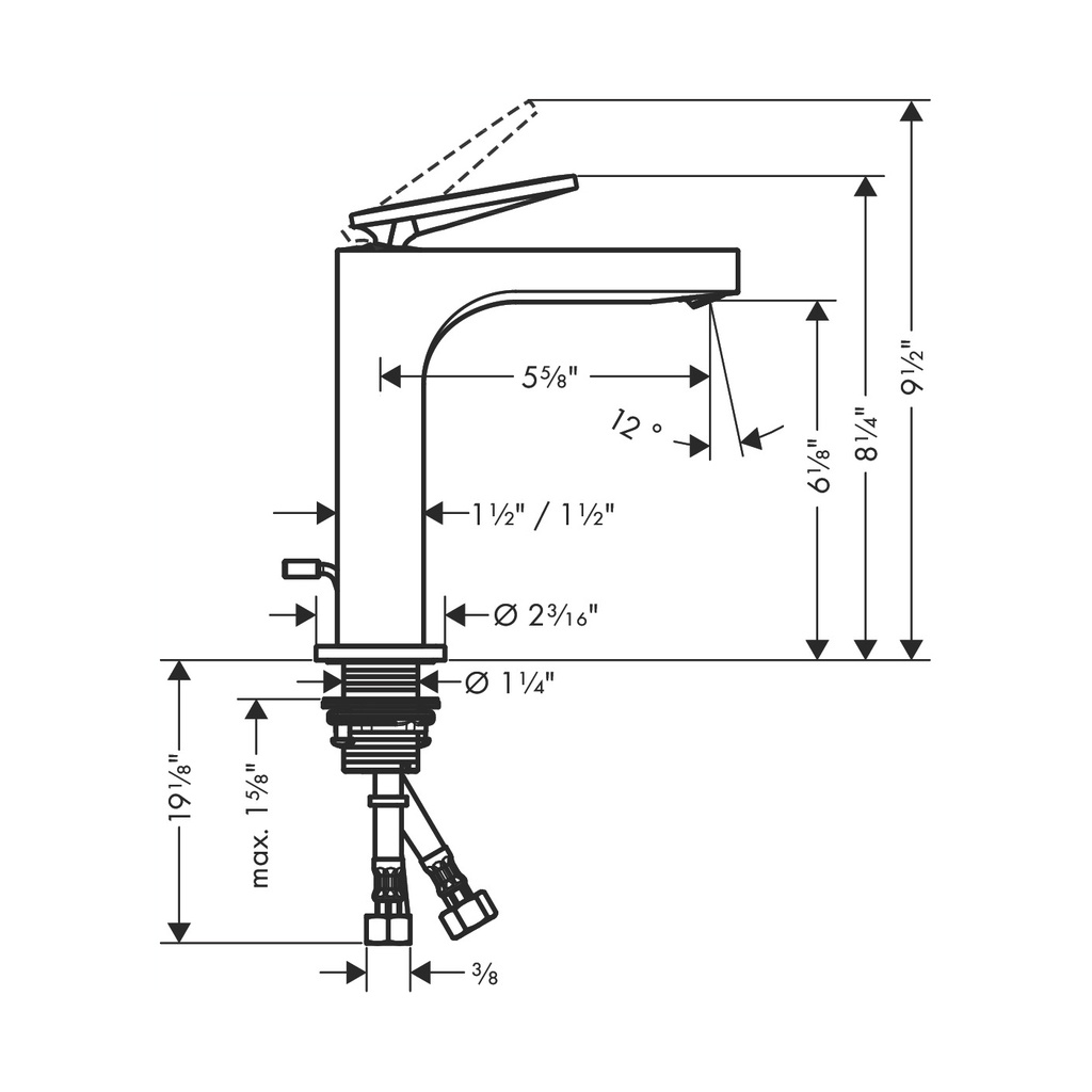 Hansgrohe 39071821 Citterio Single-Hole Faucet 160 With Pop-Up Drain- Rhombic C