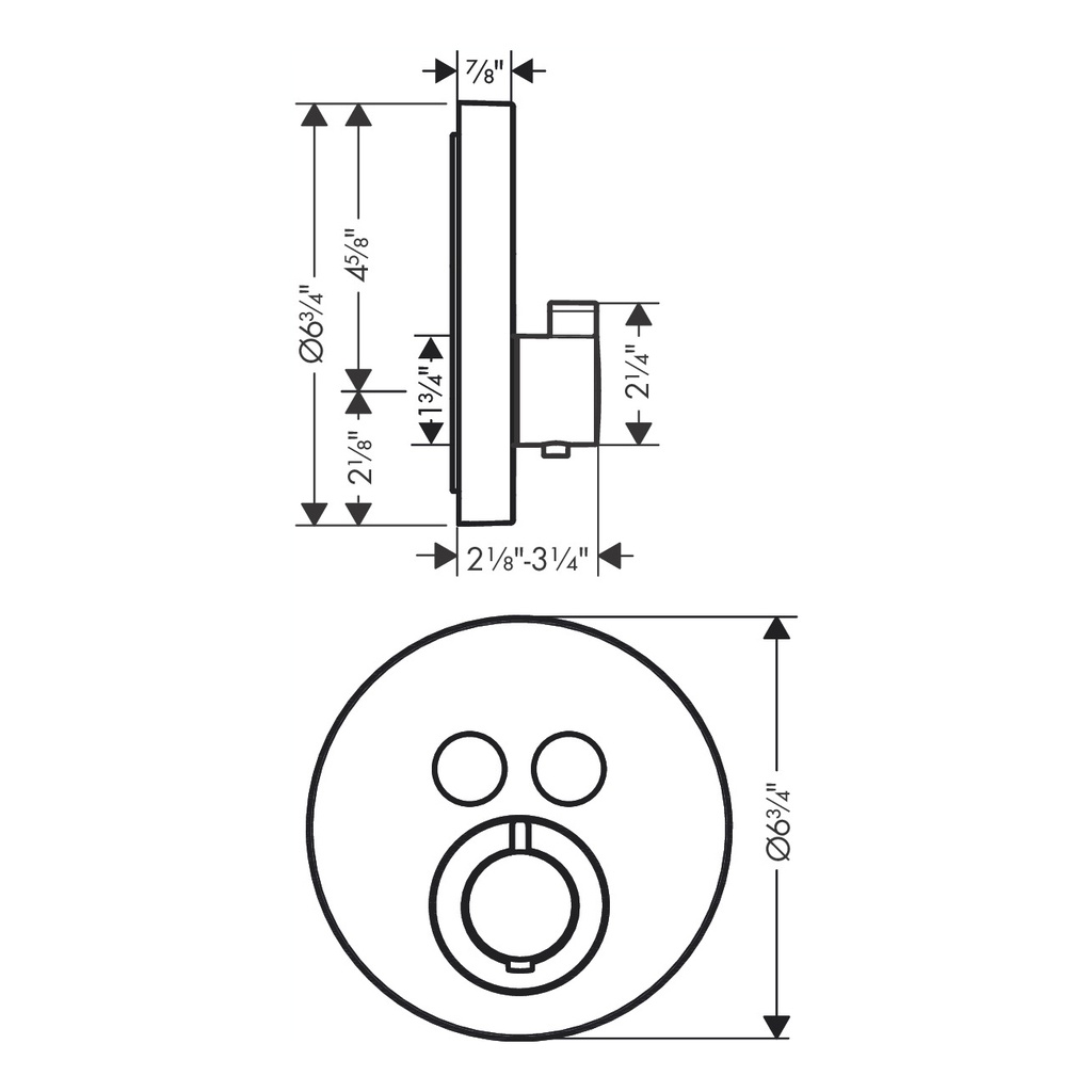 Hansgrohe 36723251 Thermostatic Trim Round For 2 Functions