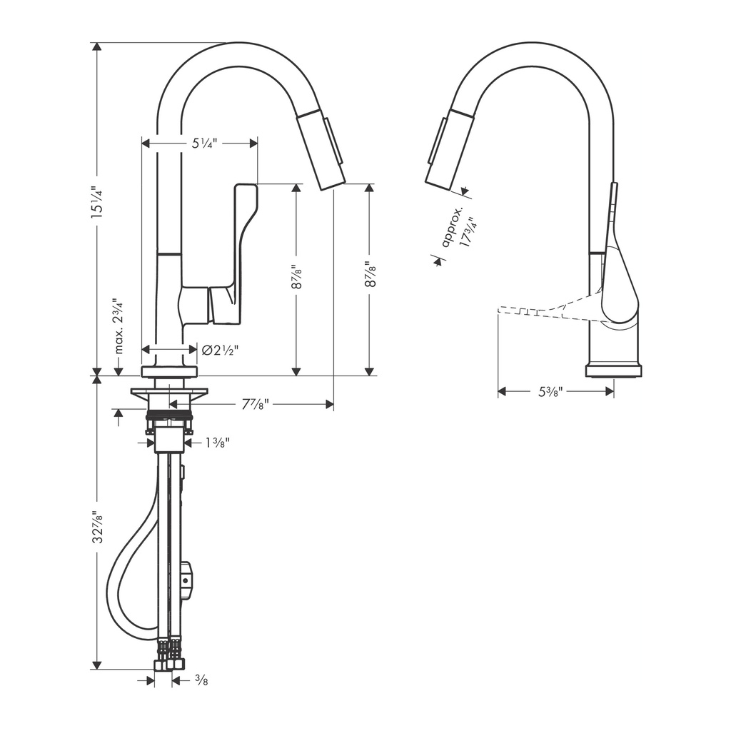 Hansgrohe 39836251 Axor Citterio Prep 2-Spray Kitchen Faucet Brushed Gold Optic