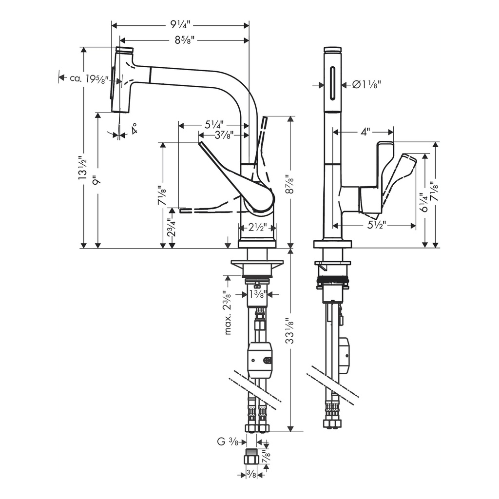 Hansgrohe 39863251 Kitchen Faucet Select 2-Spray Pull-Out 1.75 Gpm