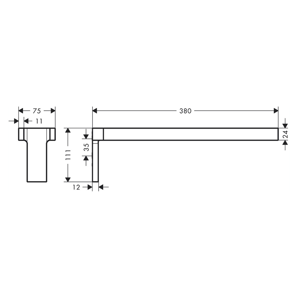 Hansgrohe 42622000 Universal Rectangular Towel Holder Twin-Handle